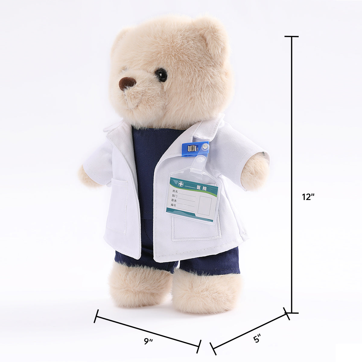 Profetoy Doctor Bear, Height 12 Inches, Perfect for Cuddling